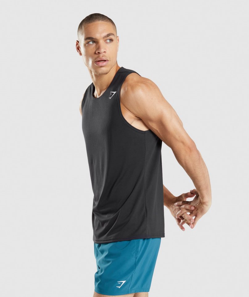 Men's Gymshark Arrival Tanks Black | CA D37N58